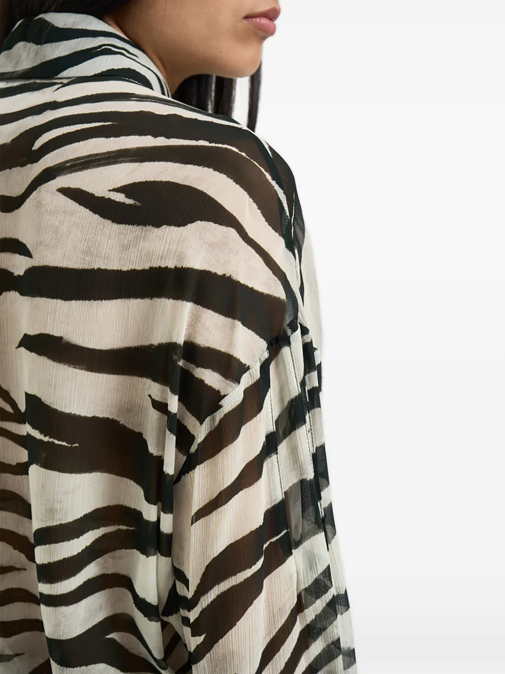 Patrizia Pepe zebra-print semi-sheer shirt Wit