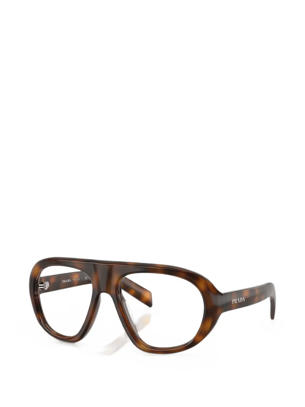 Prada Eyewear Zonnebril met geometrisch montuur met schildpadschild design Bruin