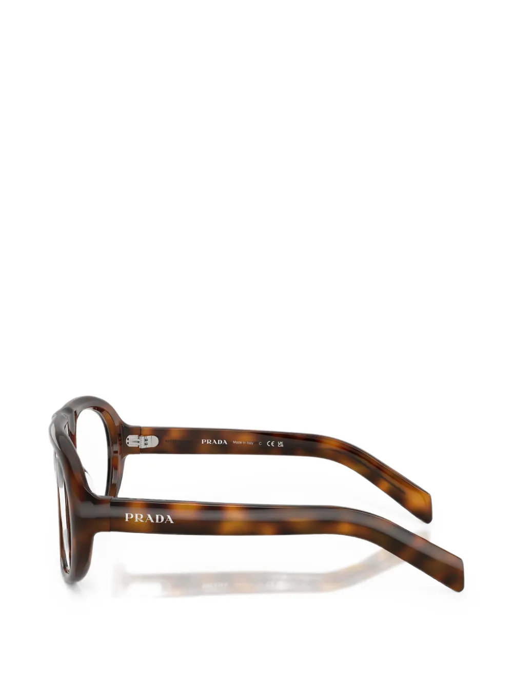 Prada Eyewear Zonnebril met geometrisch montuur met schildpadschild design Bruin