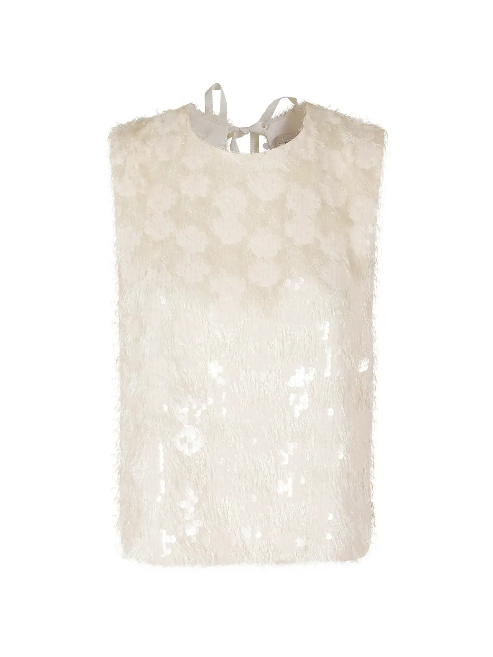 Semicouture Top verfraaid met pailletten en franje Beige