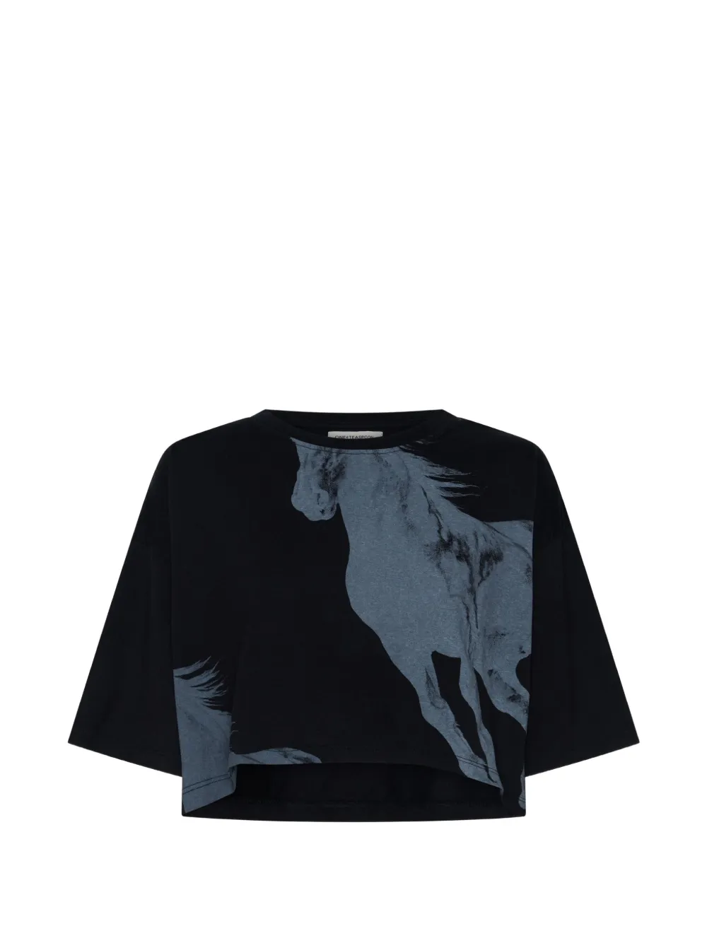 One Teaspoon Wild Horses Cropped T-shirt In Black