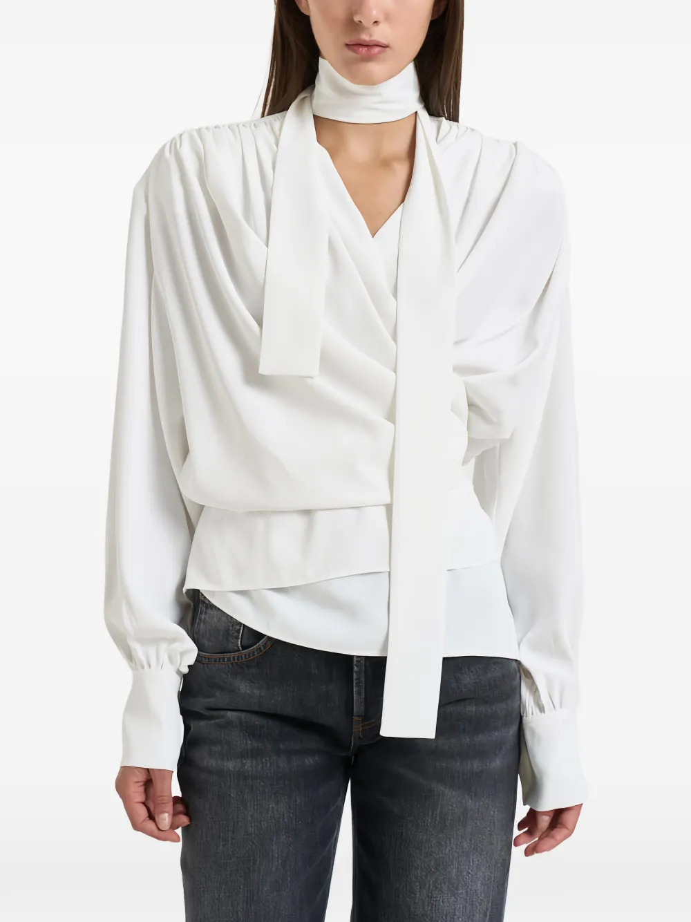IRO blouse drapée à col foulard - Blanc