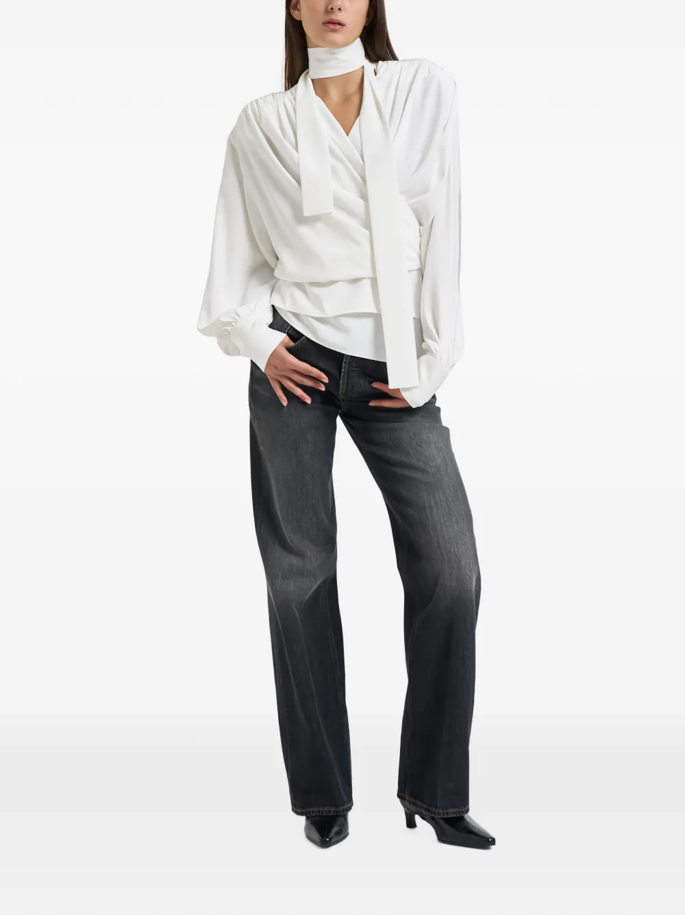 IRO Wikkelshirt met sjaaldetail Wit