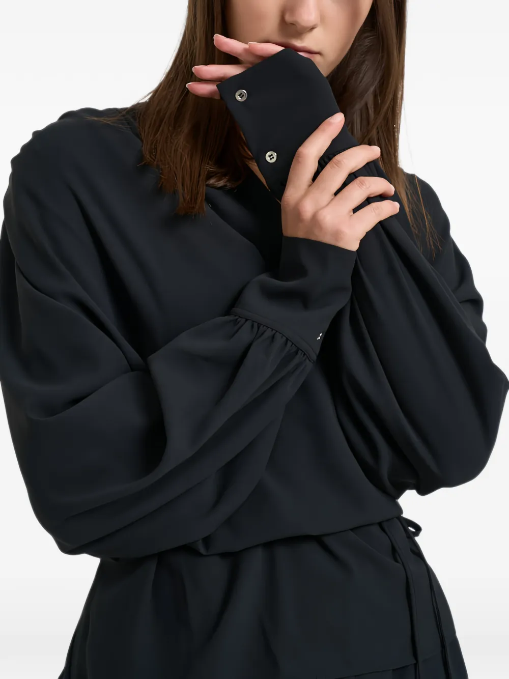 IRO Wikkelblouse met gerimpelde schouders Zwart