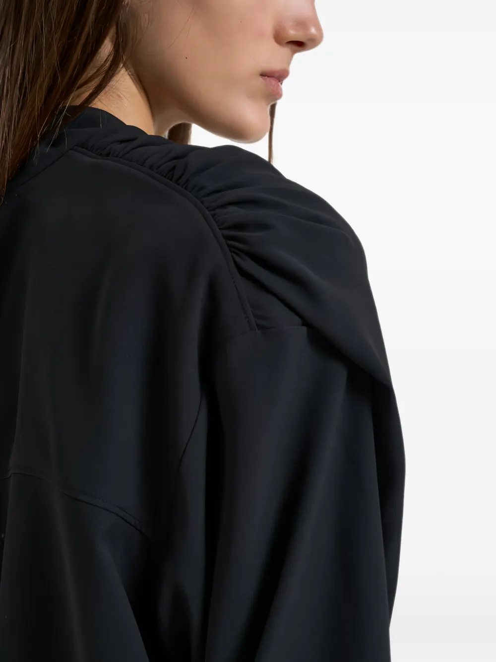 IRO Wikkelblouse met gerimpelde schouders Zwart