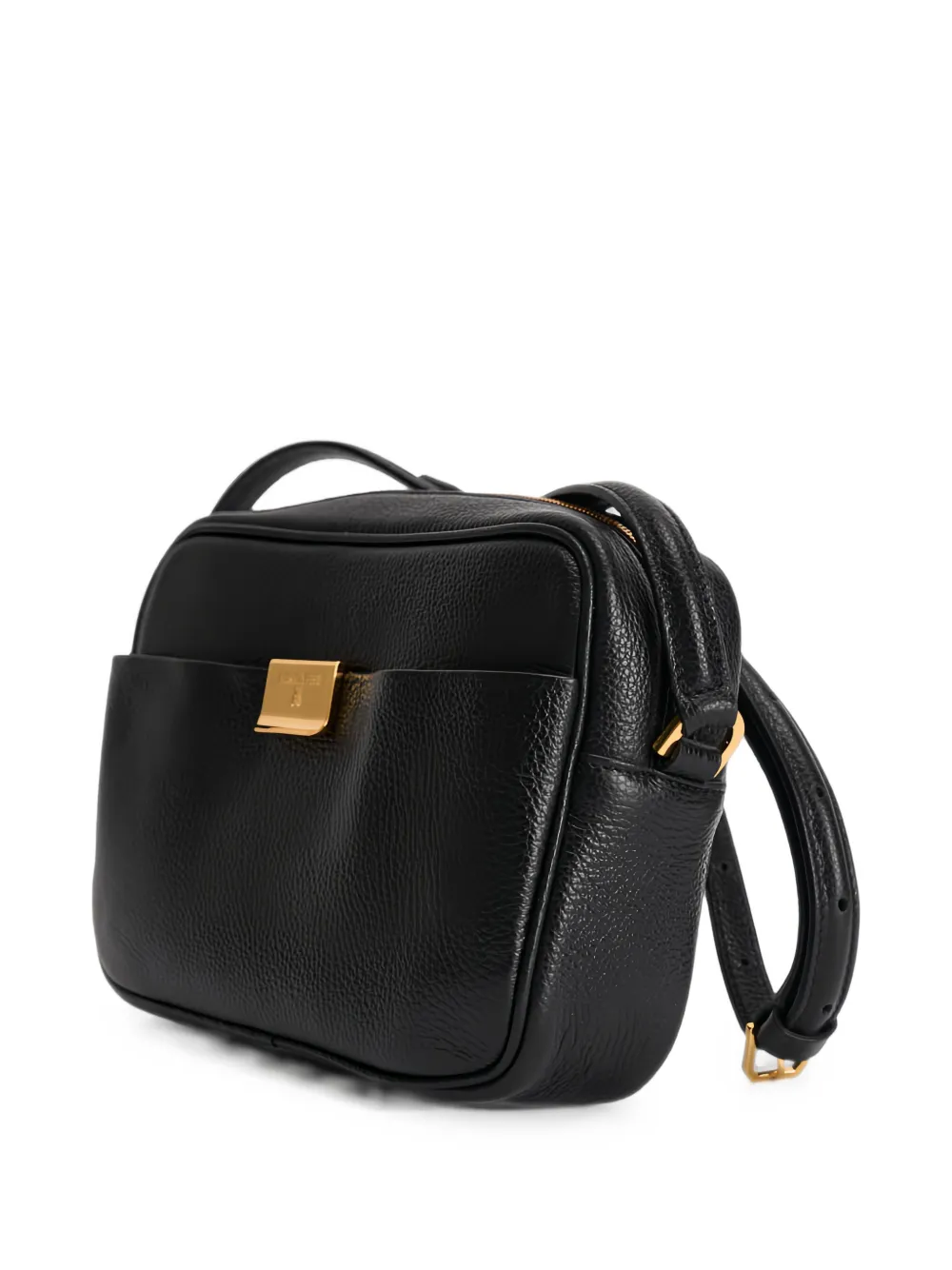 Patrizia Pepe All Day mini-tas van bewerkt leer met logo-plakkaat Zwart