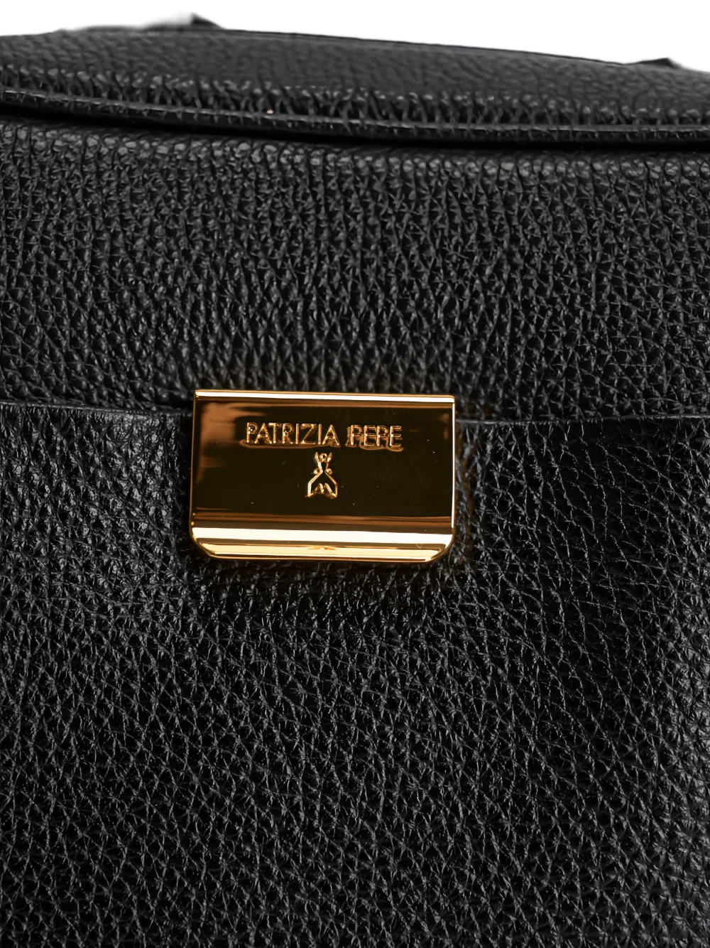 Patrizia Pepe All Day mini-tas van bewerkt leer met logo-plakkaat Zwart