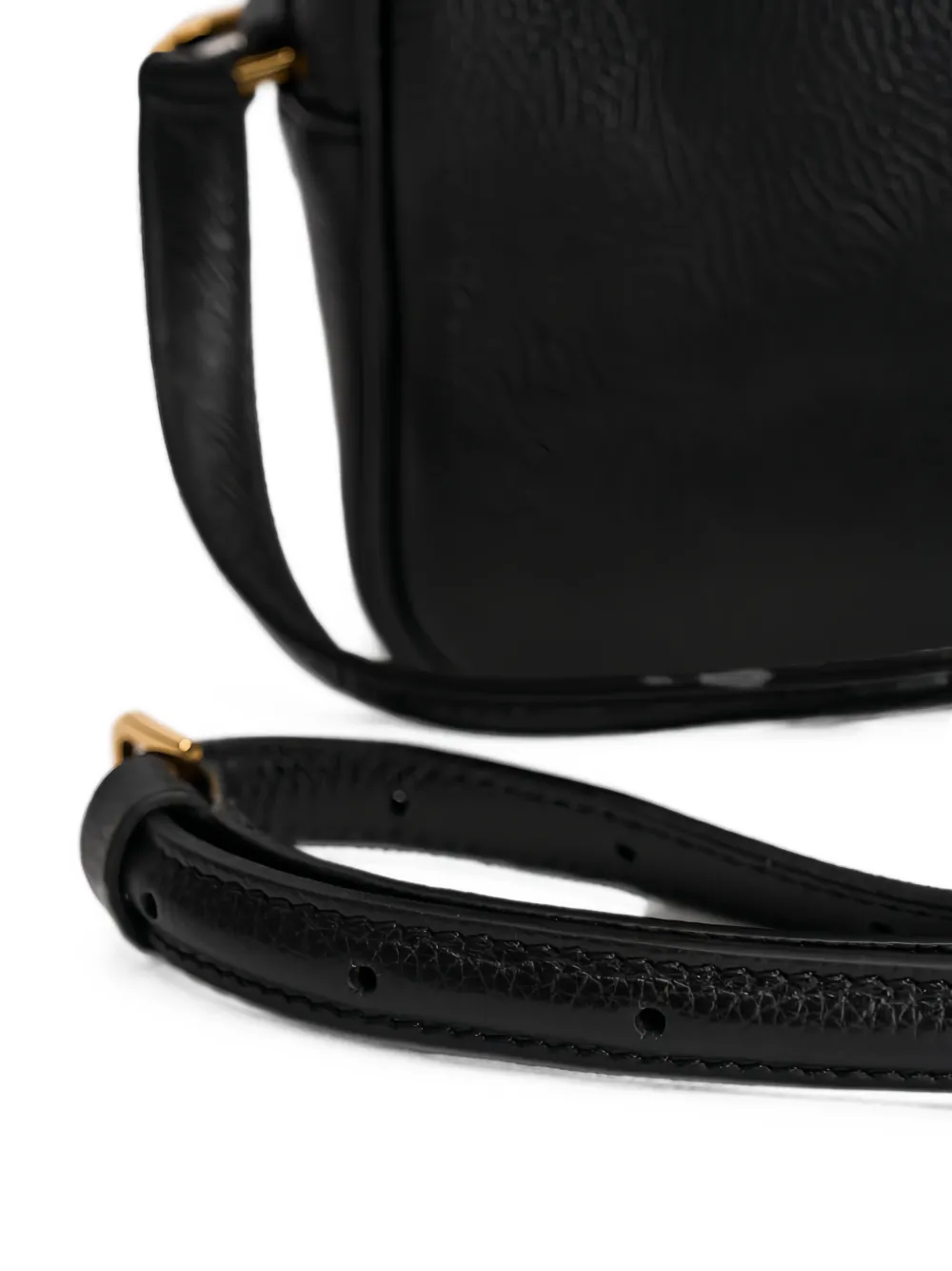 Patrizia Pepe All Day mini-tas van bewerkt leer met logo-plakkaat Zwart