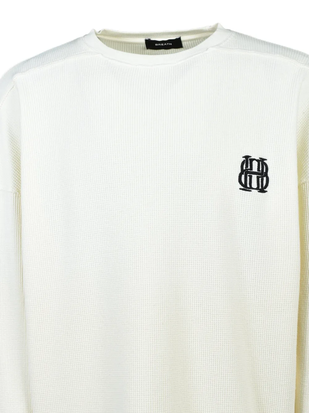 BREATH Wafelgebreide sweater met geborduurd logo Wit