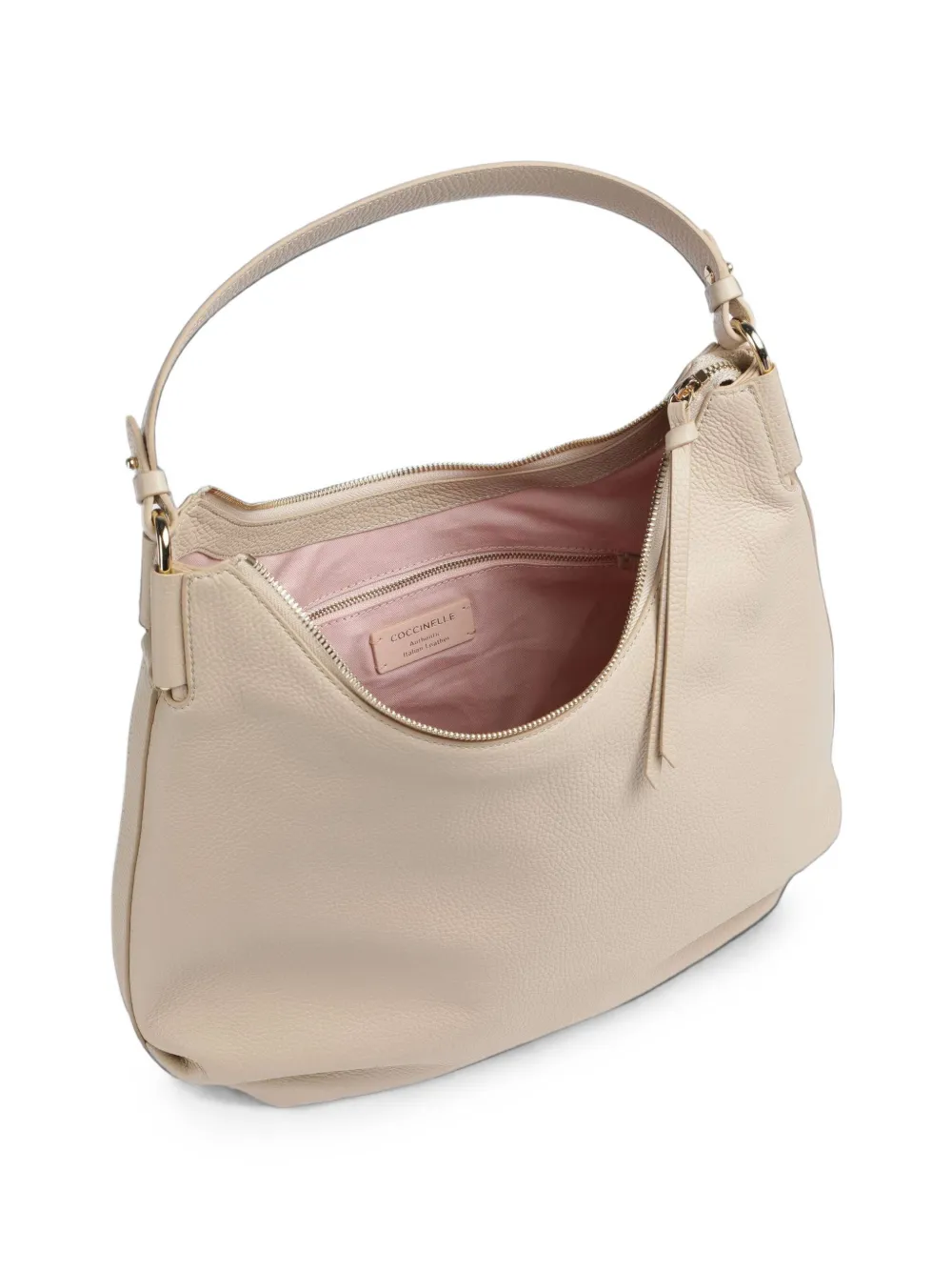 Coccinelle Rebekka leren schoudertas Beige
