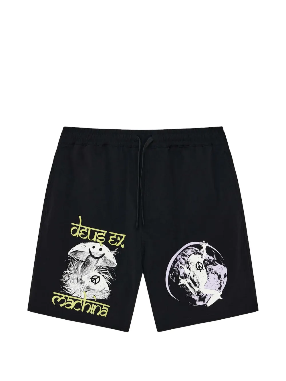 Deus Ex Machina graphic-print drawstring-waist shorts | Black | Image 1