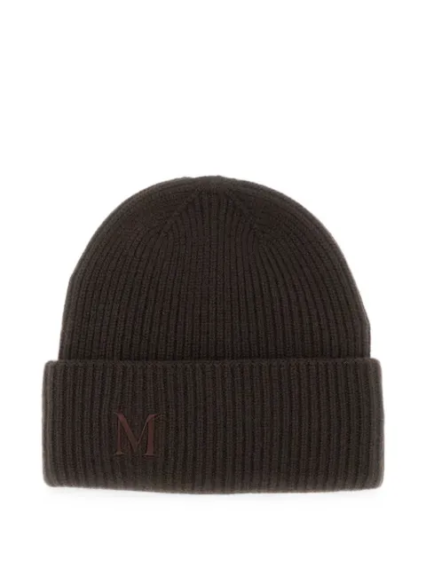 Max Mara logo-embroidered ribbed-knit beanie hat