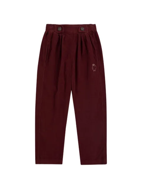 Bobo Choses Curious Owl pleated corduroy trousers