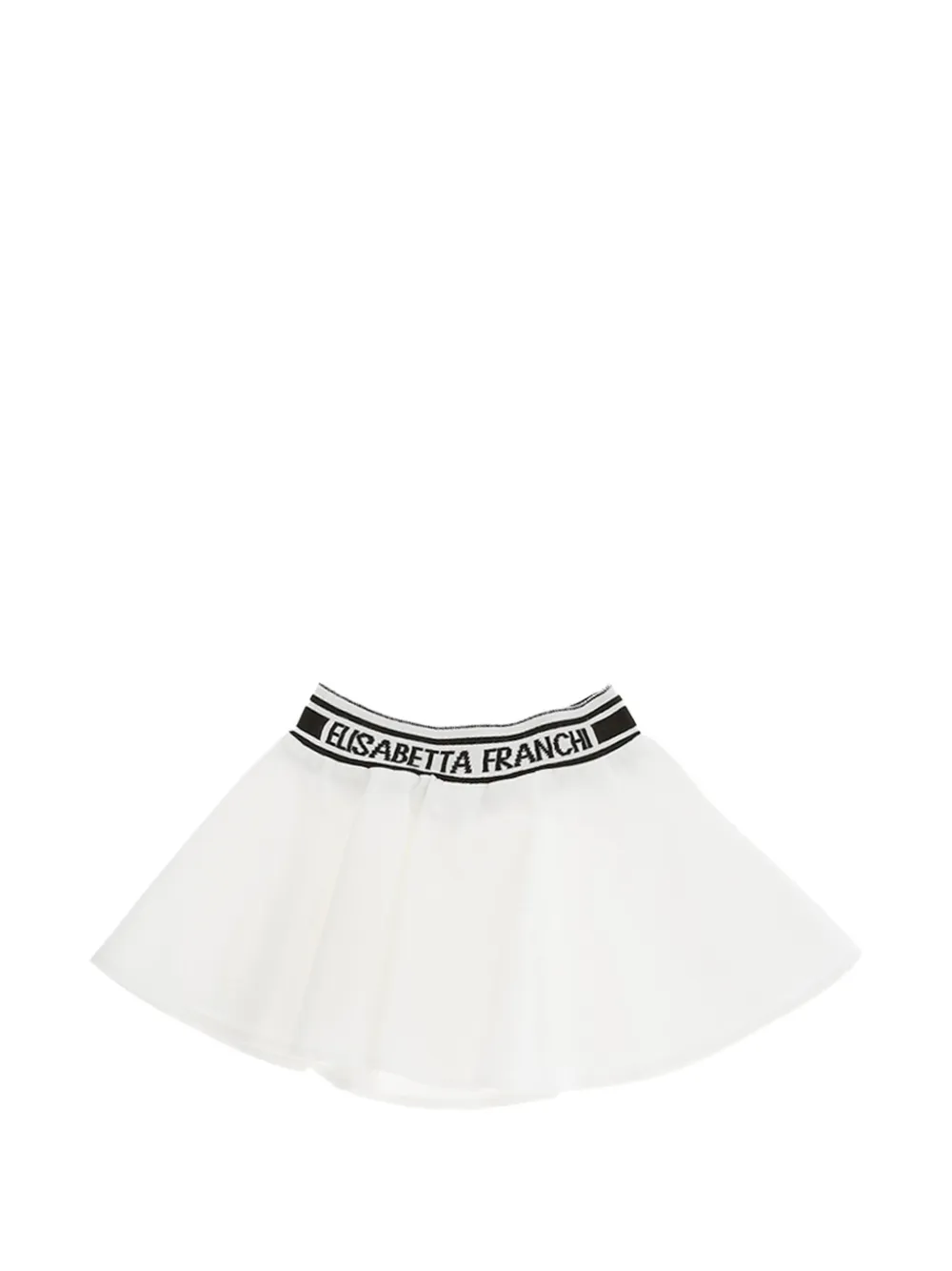 Elisabetta Franchi Kids logo-waistband flared skirt - Bianco