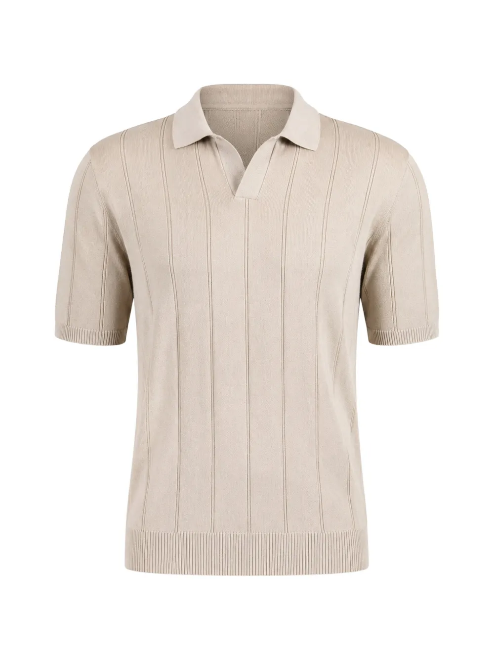 Luigi-gentile Ribbed-knit Polo Shirt In Neutral