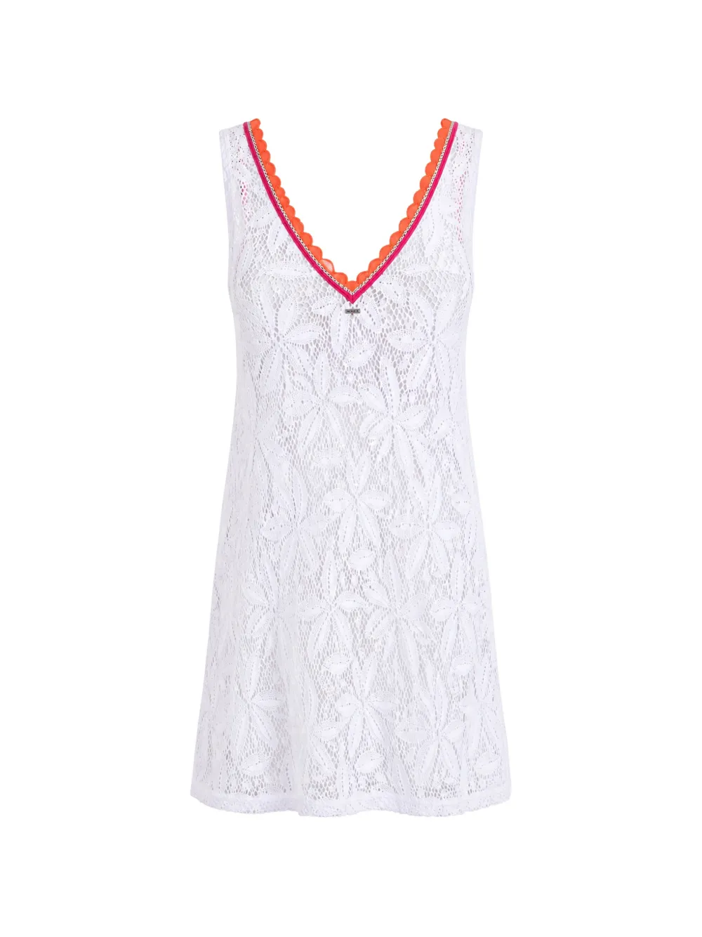 BANANA MOON robe courte Horace Aguanga en dentelle guipure à col V - Blanc BANANA MOON robe courte Horace Aguanga en dentelle guipure à col V - Blanc