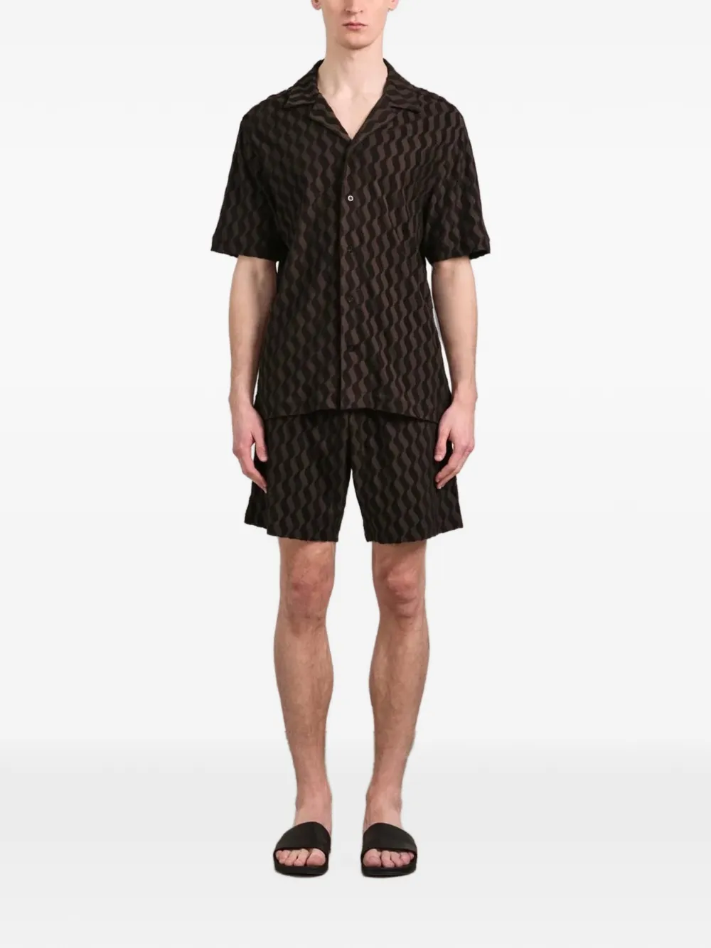 Frescobol Carioca Roberto overhemd met jacquard Bruin