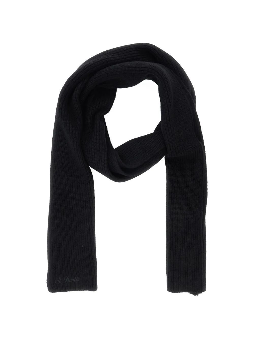 Mc2 Saint Barth Ribbed-knit Scarf In Black