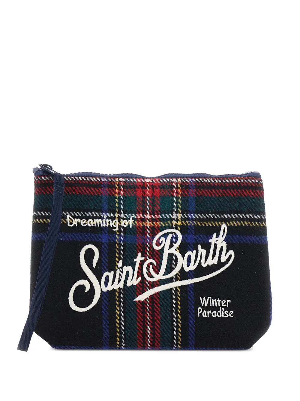 MC2 Saint Barth pochette à motif tartan et logo brodé - Bleu MC2 Saint Barth pochette à motif tartan et logo brodé - Bleu