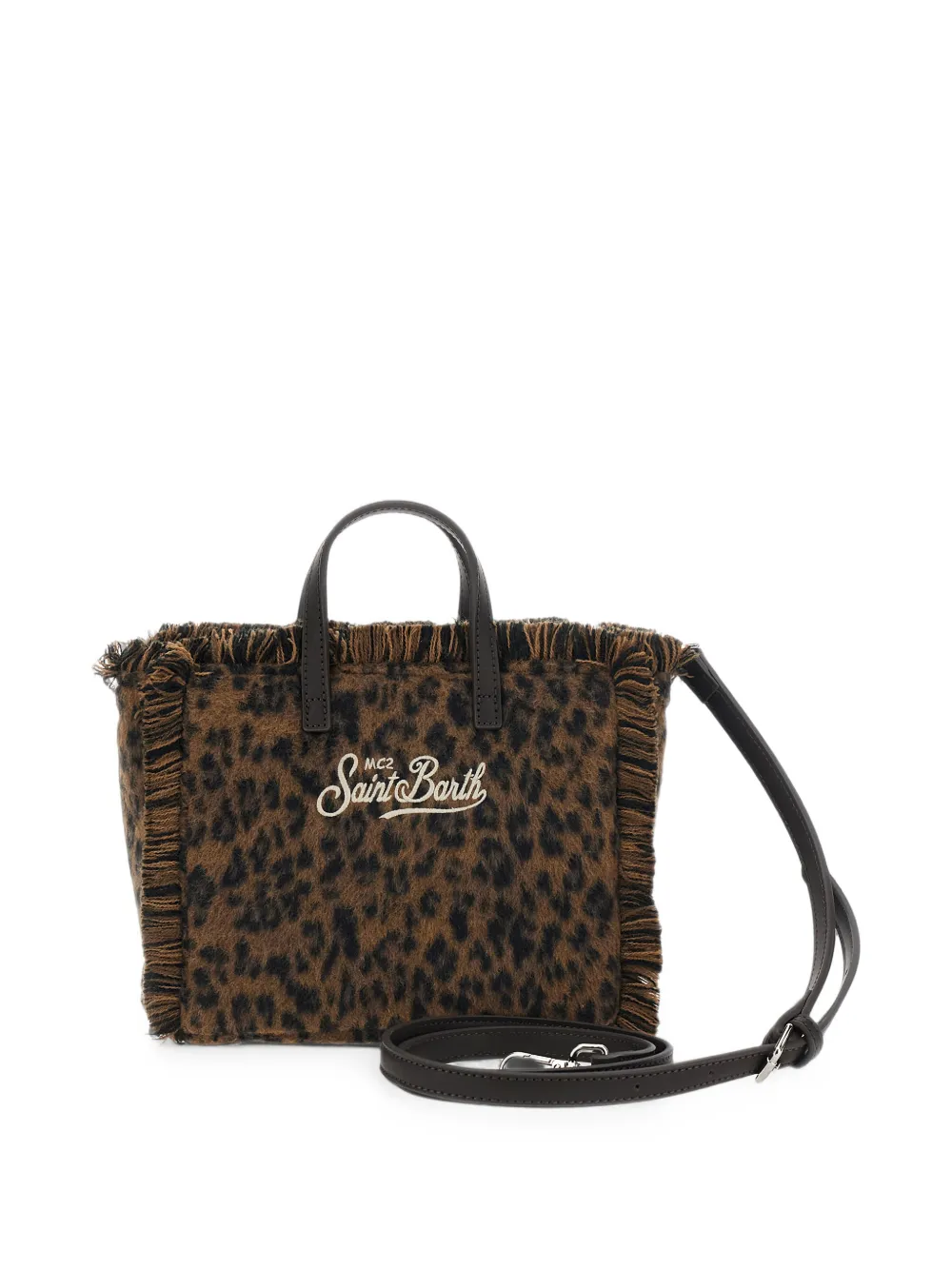 MC2 Saint Barth mini Vanity felt bag with leopard print Bruin