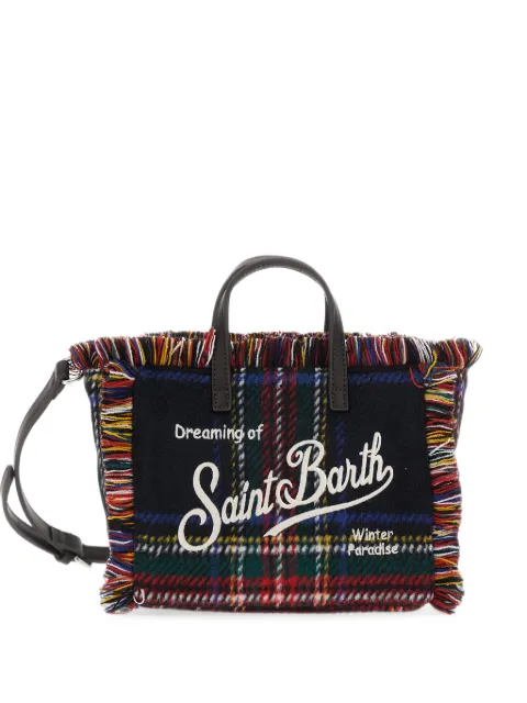 MC2 Saint Barth mini Vanity tartan-check fringed tote bag