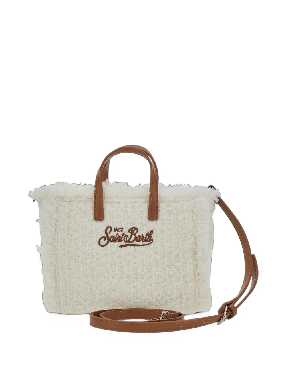 MC2 Saint Barth mini Vanity fringed logo-embroidered tote bag Wit