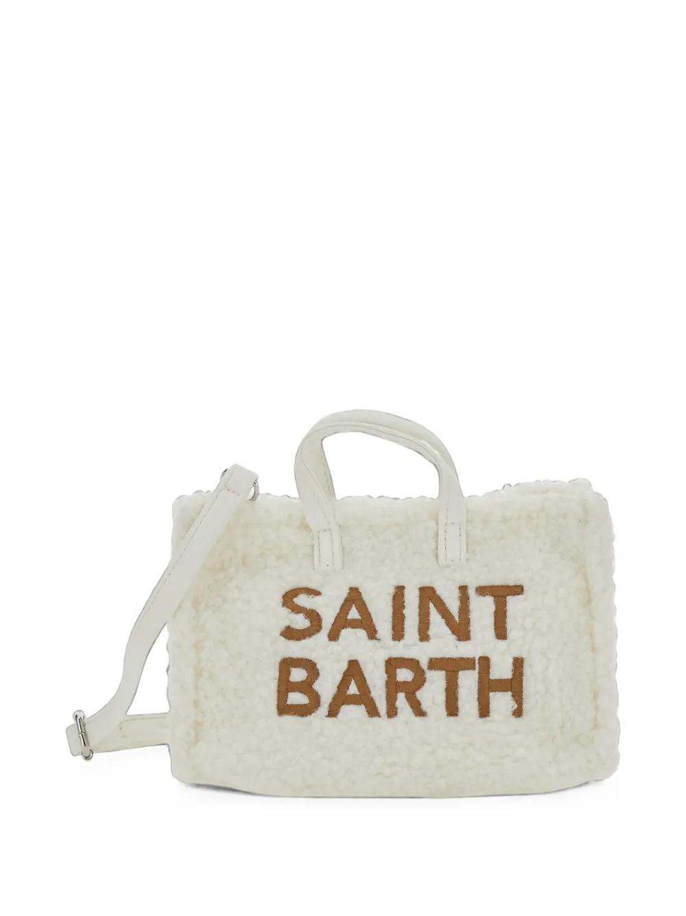 MC2 Saint Barth logo-embroidered shearling-effect tote bag Wit