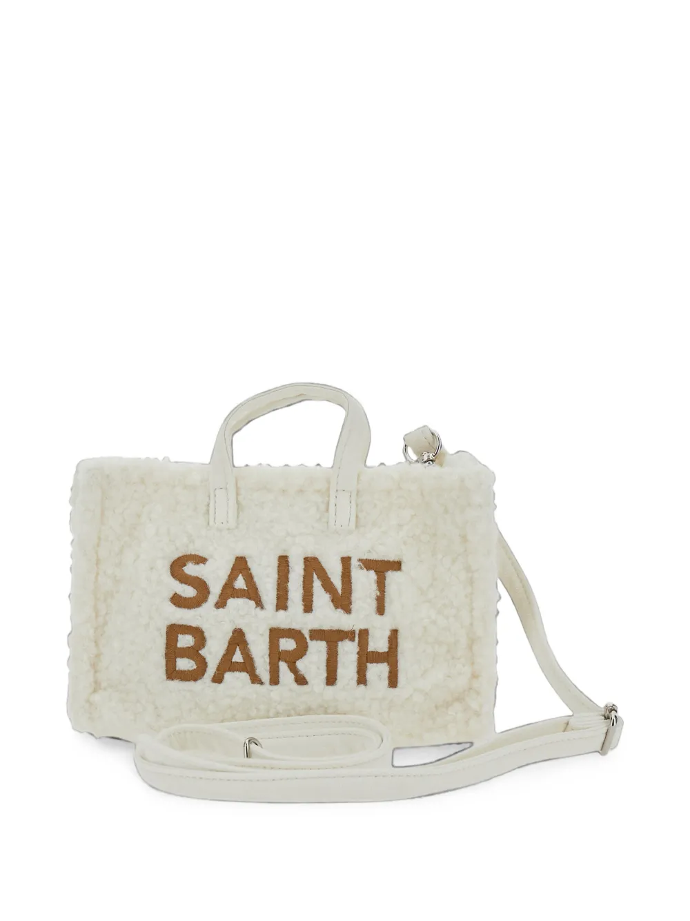 MC2 Saint Barth logo-embroidered shearling-effect tote bag Wit