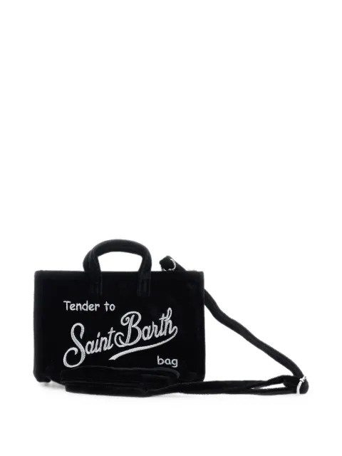 MC2 Saint Barth logo-embroidered velvet tote bag