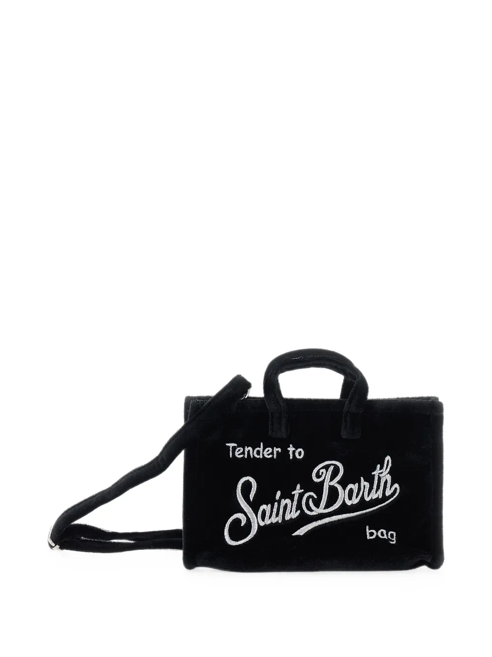 MC2 Saint Barth Kids Fluwelen shopper met geborduurd logo Zwart
