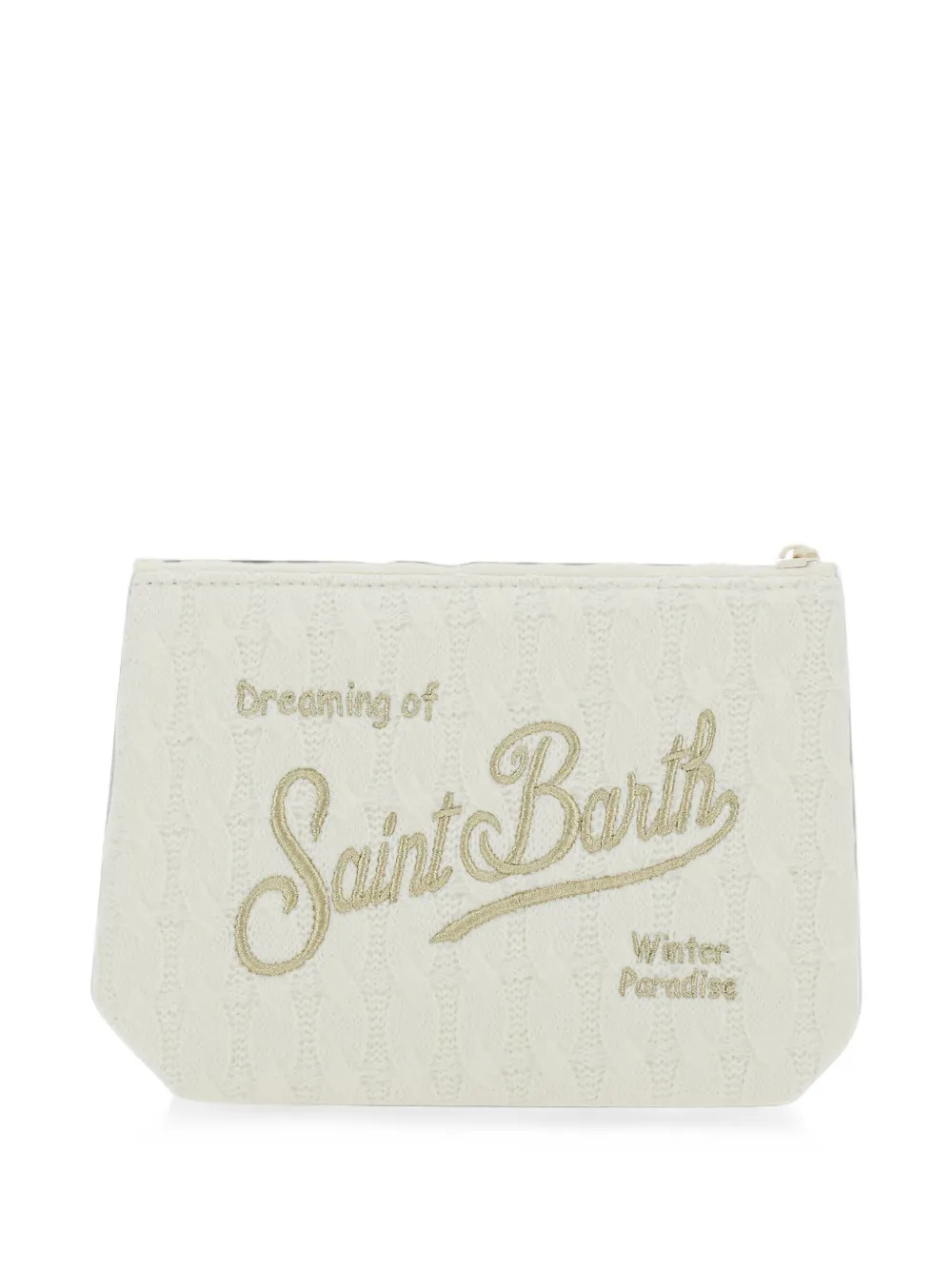 MC2 Saint Barth Kabelgebreide clutch met borduurwerk Wit