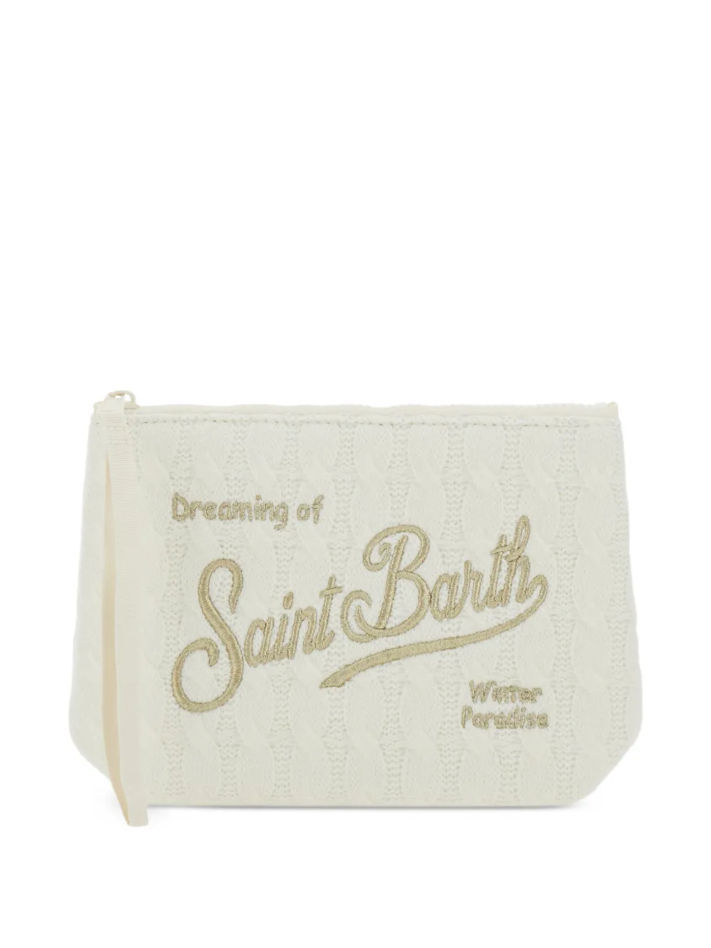 MC2 Saint Barth pochette brodée en maille torsadée - Blanc