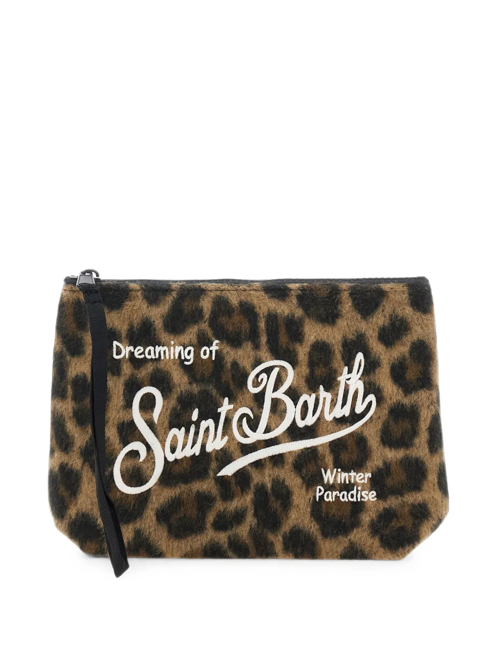 MC2 Saint Barth leopard-print embroidered clutch bag - Marron