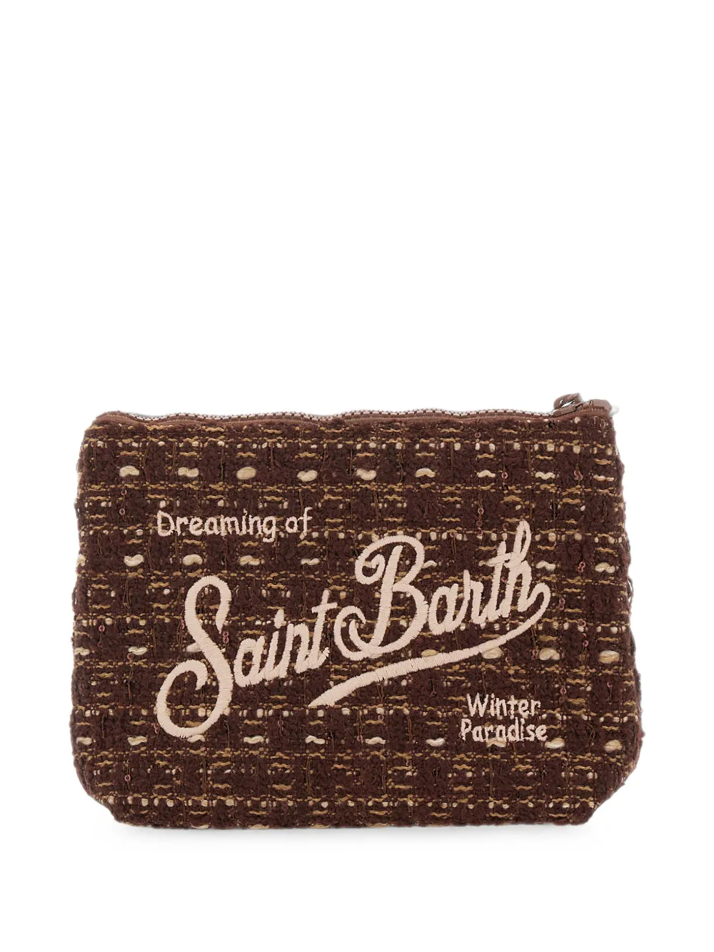 MC2 Saint Barth Aline clutch met geborduurd logo Bruin