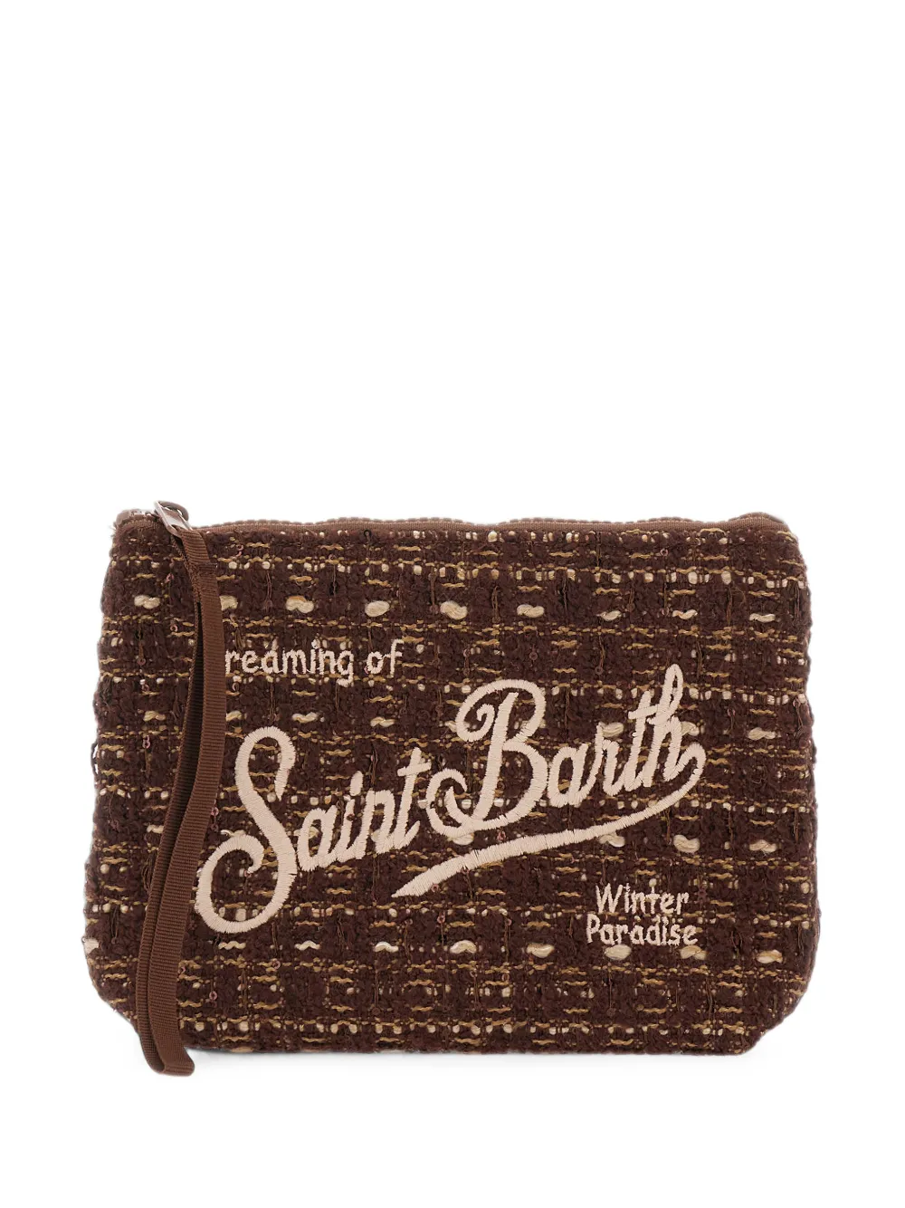 MC2 Saint Barth Aline logo-embroidered clutch bag - Marron MC2 Saint Barth Aline logo-embroidered clutch bag - Marron