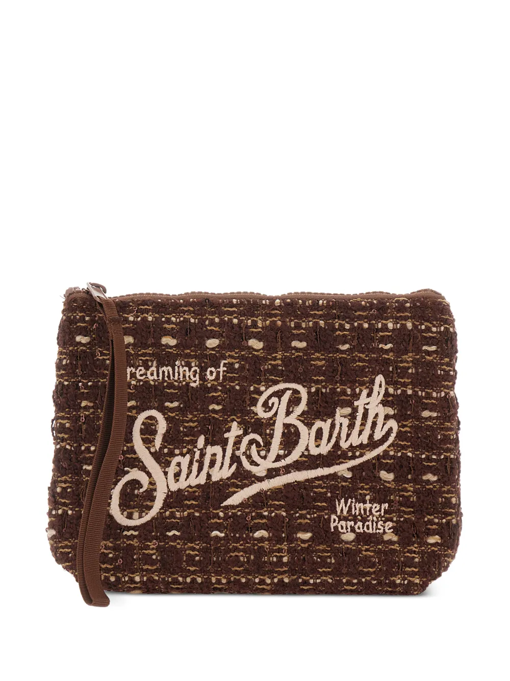 MC2 Saint Barth Aline clutch met geborduurd logo Bruin