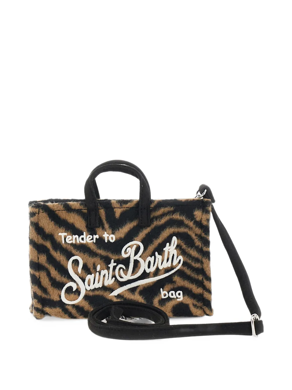 MC2 Saint Barth Kids Phone zebra-print embroidered tote bag Bruin