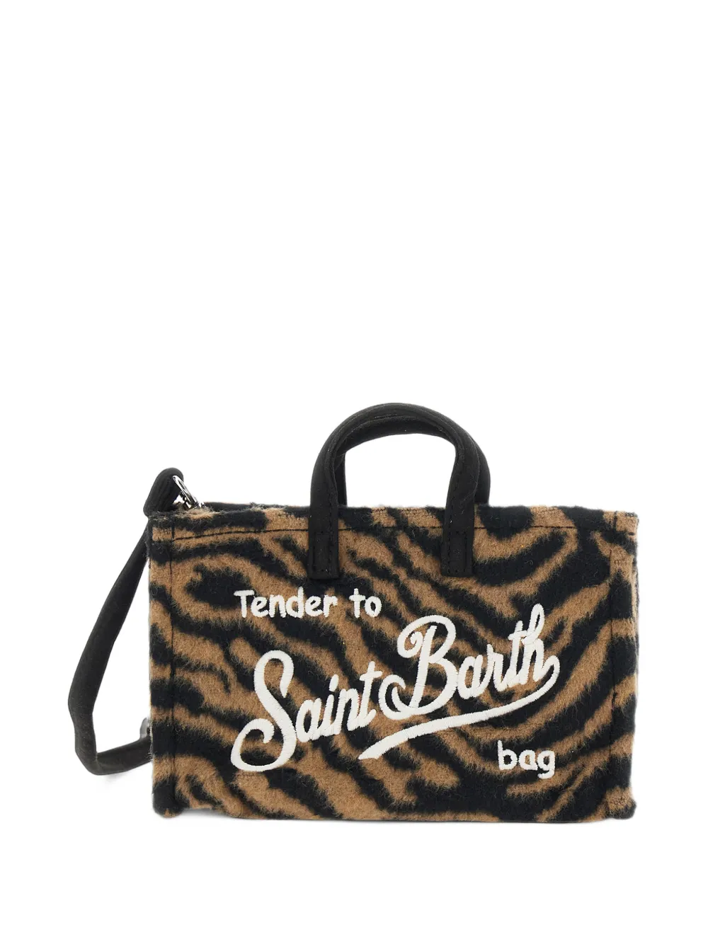MC2 Saint Barth Kids Phone zebra-print embroidered tote bag Bruin