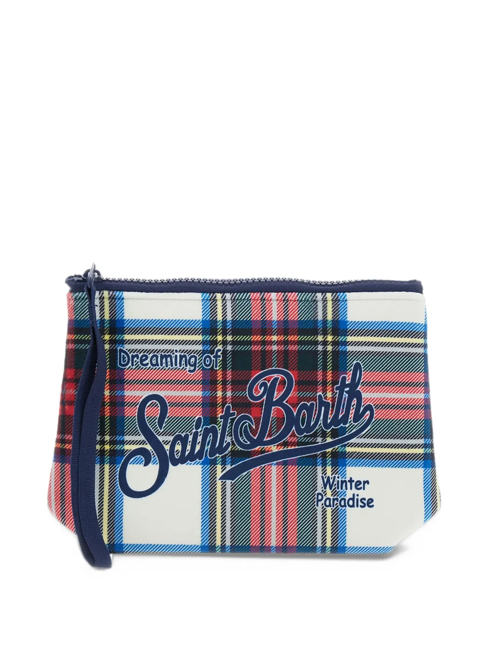 MC2 Saint Barth tartan logo-print clutch Wit