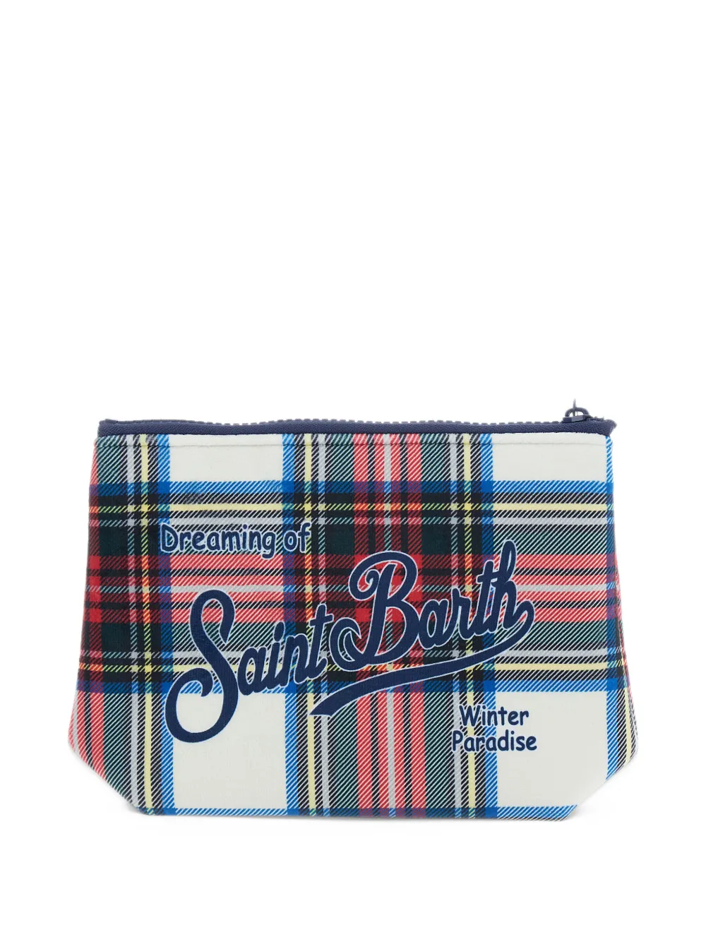 MC2 Saint Barth tartan logo-print clutch Wit