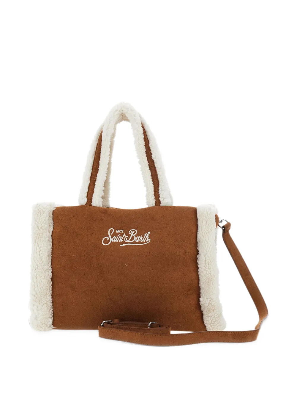 MC2 Saint Barth Kids shearling-trim embroidered tote bag Bruin