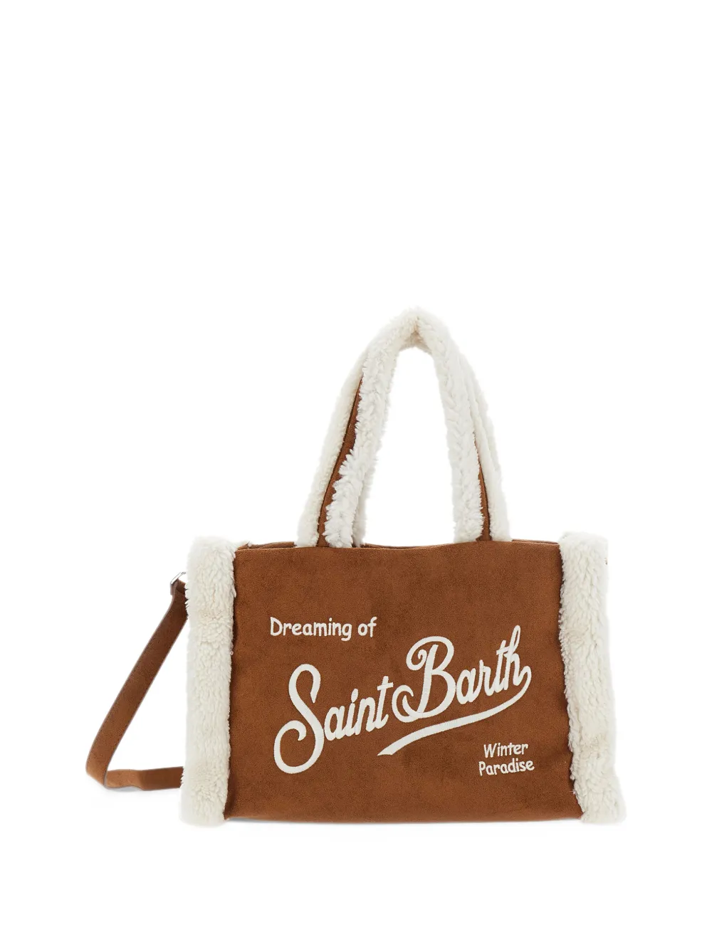 MC2 Saint Barth Kids shearling-trim embroidered tote bag Bruin