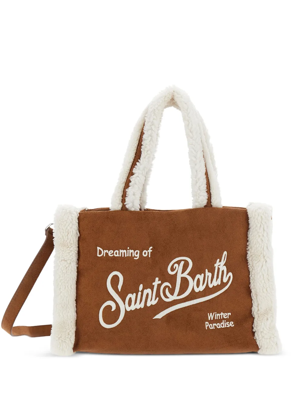 MC2 Saint Barth Kids shearling-trim embroidered tote bag Bruin