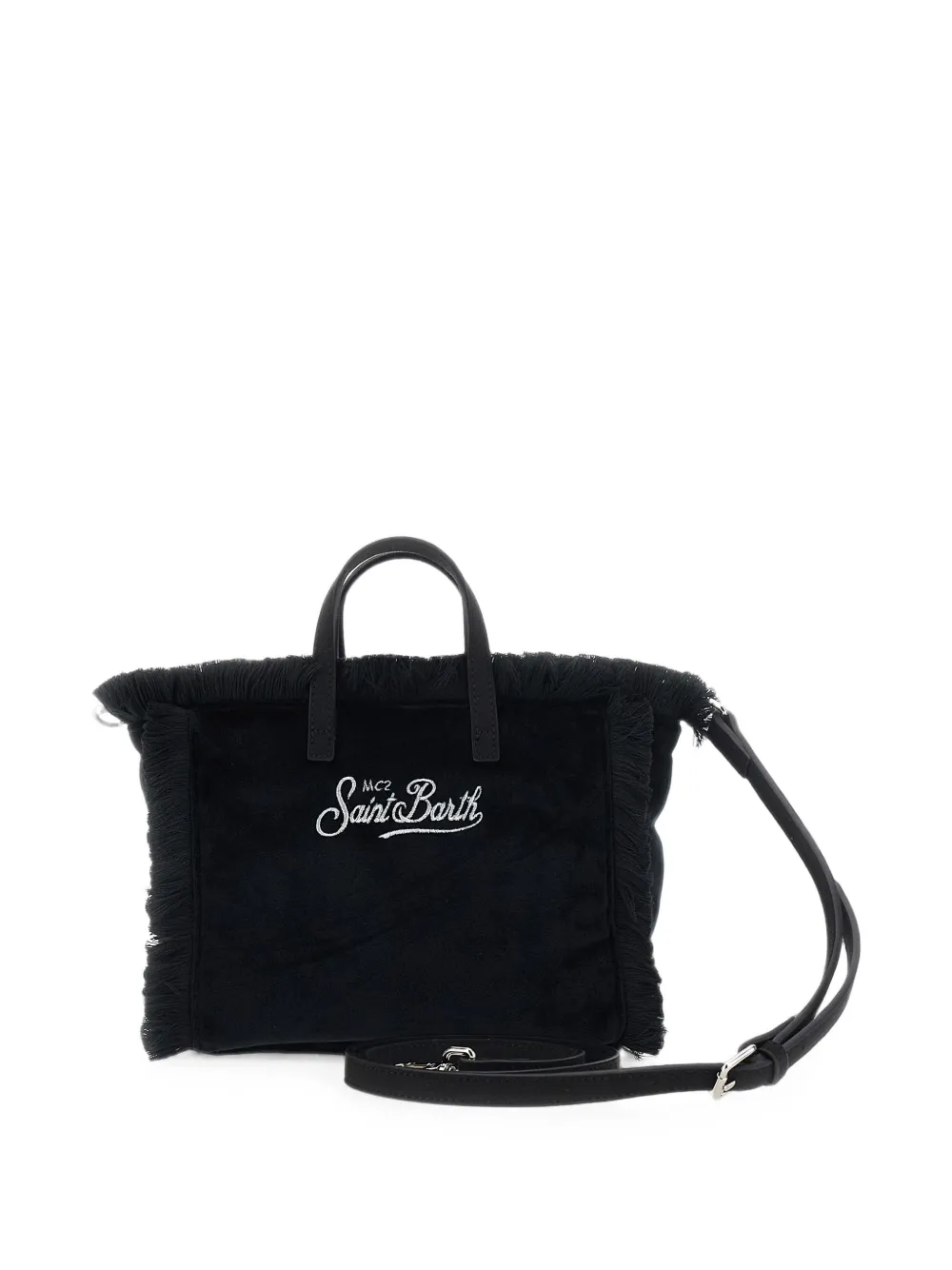 MC2 Saint Barth Kids fringed logo-embroidered tote bag Zwart