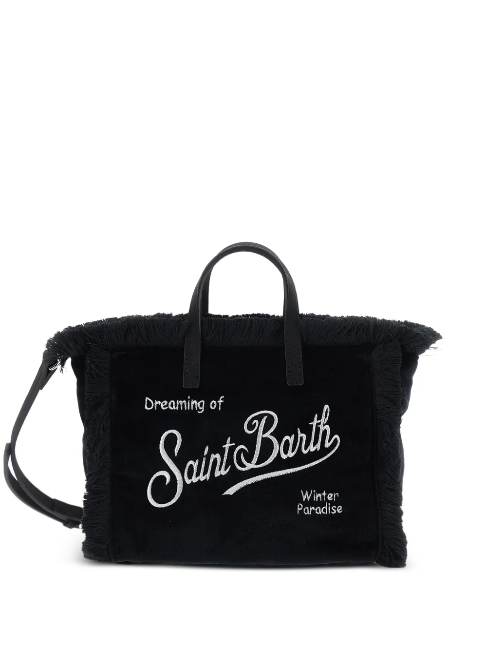 MC2 Saint Barth Kids fringed logo-embroidered tote bag - Noir