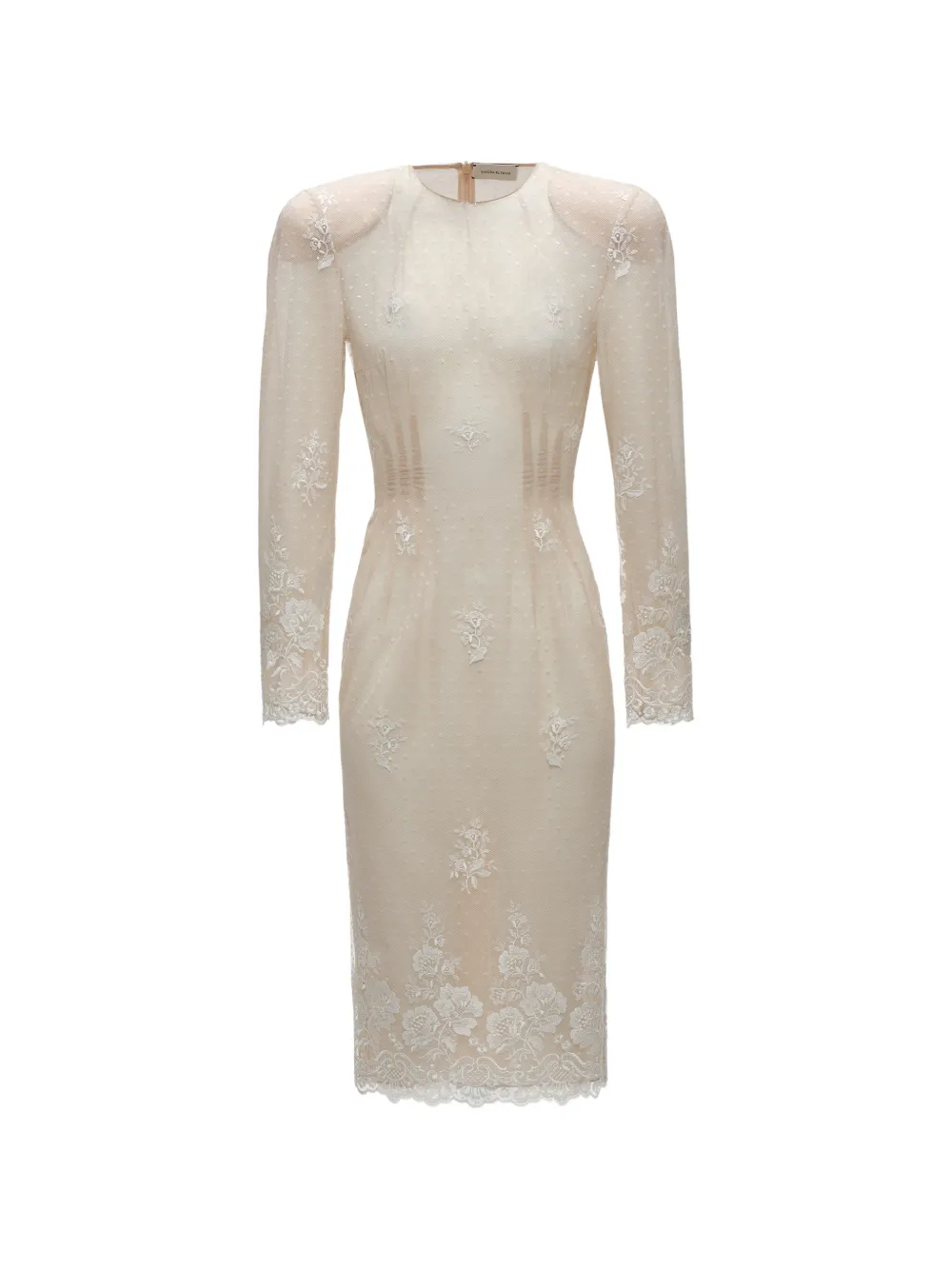 Magda Butrym robe mi-longue à pois et broderies en dentelle - Blanc