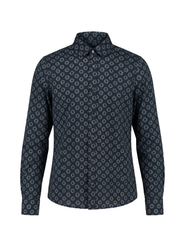 R13 Sunburst-pattern Club-collar Shirt in Black
