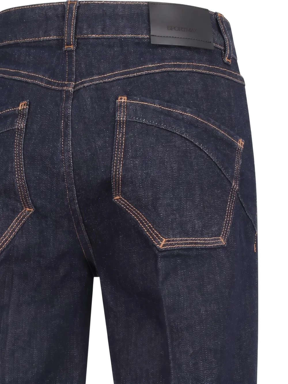 Sportmax logo-patch straight-leg jeans Blauw