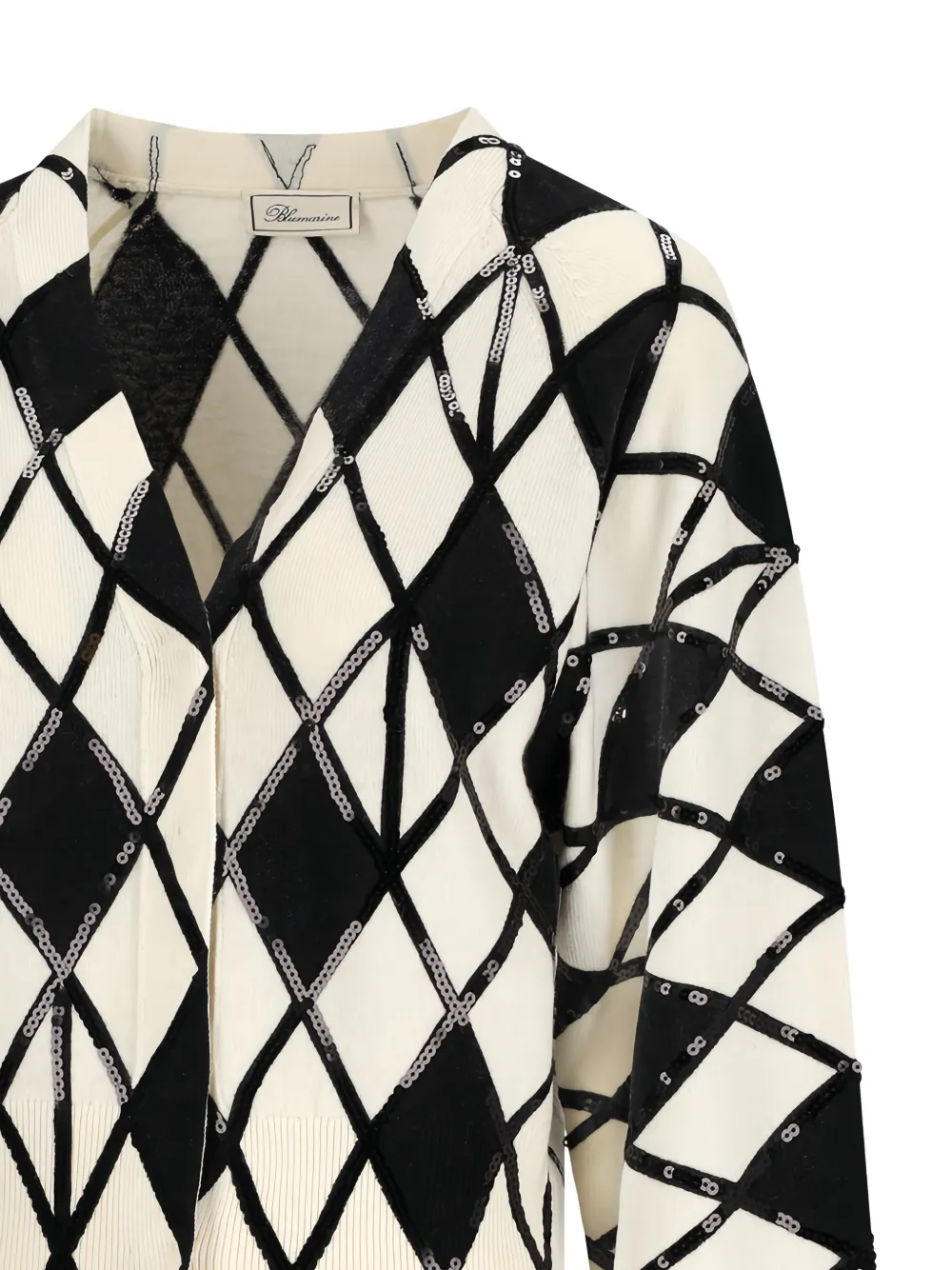 Blumarine Diamond vest verfraaid met pailletten en argyle-patroon Wit