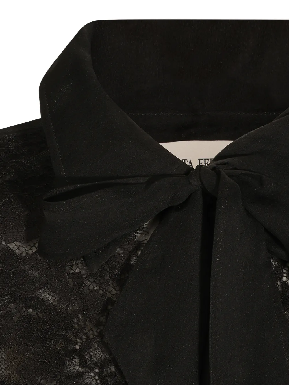 Alberta Ferretti lace-panelled pussy-bow shirt Zwart